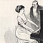 Ilustração de moça ao piano